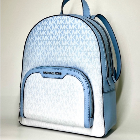 Michael Kors Light Blue and White Monogram Backpack main image 11